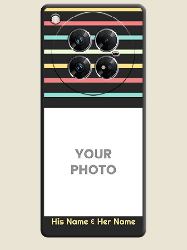 Custom Color Stripes with Photo and Text on Photo On Space Black Custom Soft Matte Mobile Back Cover - Infinix Zero 40 5G - alternate view