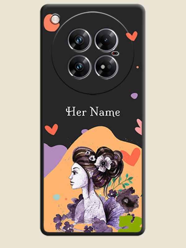 Custom Namecase For Her With Fancy Lady Image On Space Black Custom Soft Matte Mobile Back Cover - Infinix Zero 40 5G - alternate view