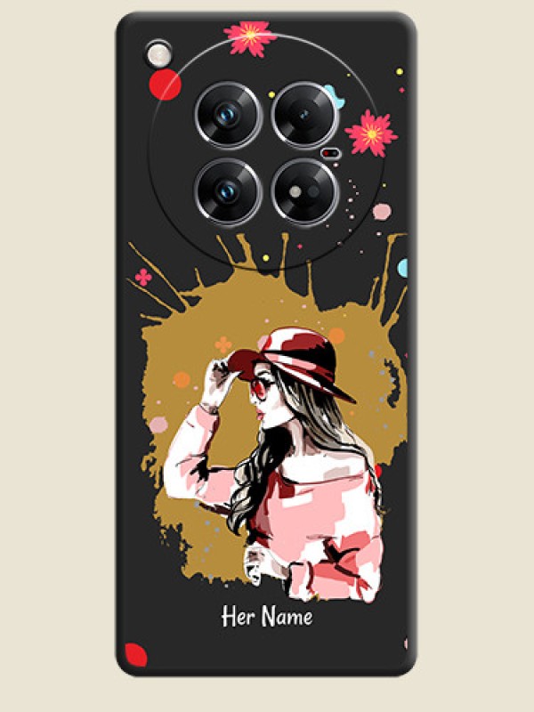 Custom Mordern Lady With Color Splash Background With Custom Text On Space Black Custom Soft Matte Mobile Back Cover - Infinix Zero 40 5G - alternate view