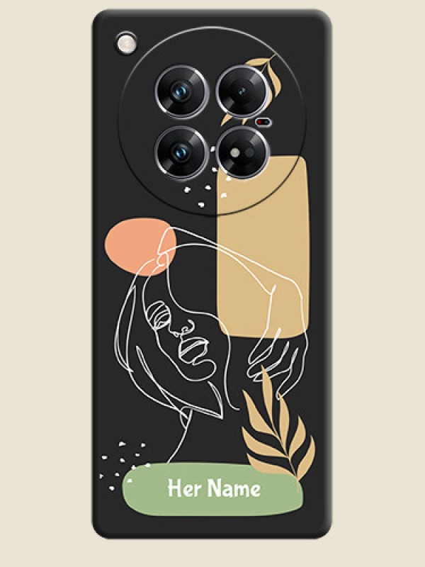 Custom Custom Text With Line Art Of Women & Leaves Design On Space Black Custom Soft Matte Mobile Back Cover - Infinix Zero 40 5G - alternate view