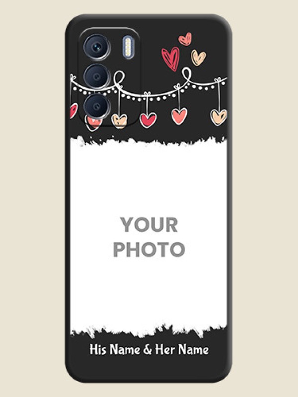Custom Pink Love Hangings with Name On Space Black Custom Soft Matte Mobile Back Cover - Infinix Zero 5G 2023 - alternate view