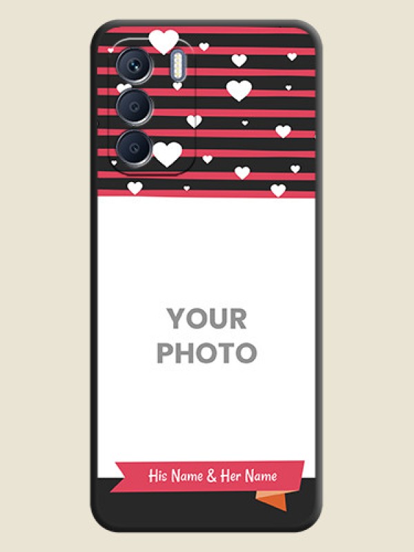 Custom White Color Love Symbols with Pink Lines Pattern On Space Black Custom Soft Matte Mobile Back Cover - Infinix Zero 5G 2023 - alternate view