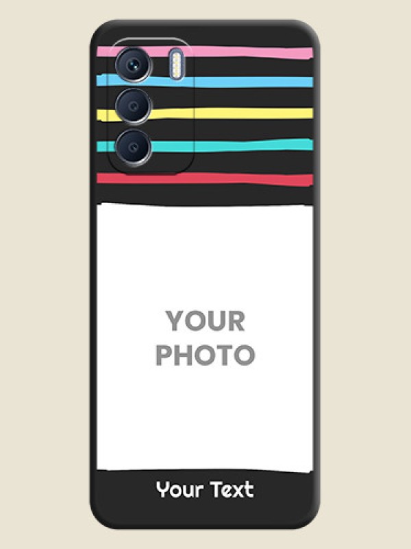 Custom Multicolor Lines with Image On Space Black Custom Soft Matte Mobile Back Cover - Infinix Zero 5G 2023 - alternate view