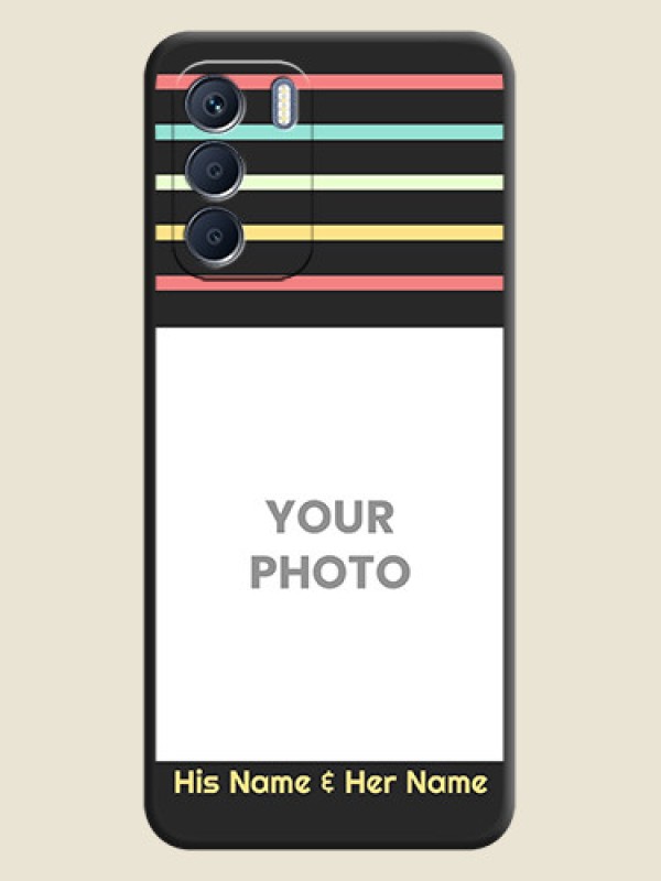 Custom Color Stripes with Photo and Text on Photo On Space Black Custom Soft Matte Mobile Back Cover - Infinix Zero 5G 2023 - alternate view