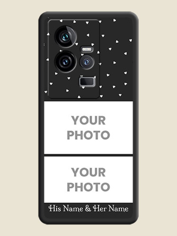 Custom Miniature Love Symbols with Name on Space Black Custom Soft Matte Back Cover - iQOO 11 5G - alternate view