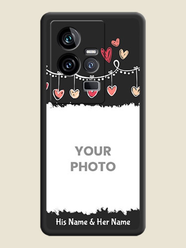 Custom Pink Love Hangings with Name on Space Black Custom Soft Matte Phone Cases - iQOO 11 5G - alternate view