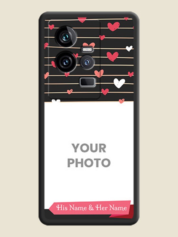 Custom Love Pattern with Name on Pink Ribbon  on Photo on Space Black Soft Matte Back Cover - iQOO 11 5G - alternate view