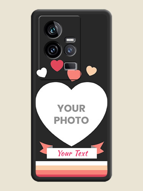 Custom Love Shaped Photo with Colorful Stripes on Personalised Space Black Soft Matte Cases - iQOO 11 5G - alternate view