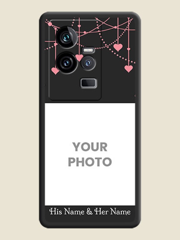 Custom Pink Love Hangings with Text on Space Black Custom Soft Matte Back Cover - iQOO 11 5G - alternate view