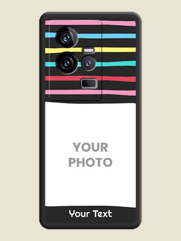 Custom Multicolor Lines with Image on Space Black Personalized Soft Matte Phone Covers - iQOO 11 5G - alternate view