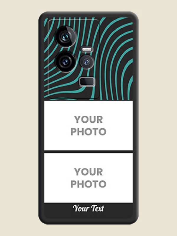 Custom Wave Pattern with 2 Image Holder on Space Black Personalized Soft Matte Phone Covers - iQOO 11 5G - alternate view