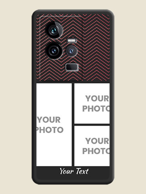 Custom Wave Pattern with 3 Image Holder on Space Black Custom Soft Matte Back Cover - iQOO 11 5G - alternate view