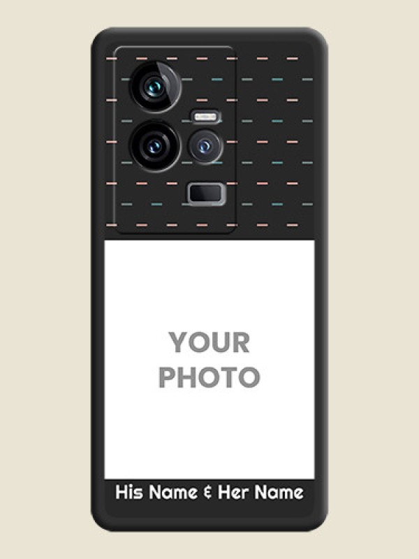 Custom Line Pattern Design with Text on Space Black Custom Soft Matte Phone Back Cover - iQOO 11 5G - alternate view