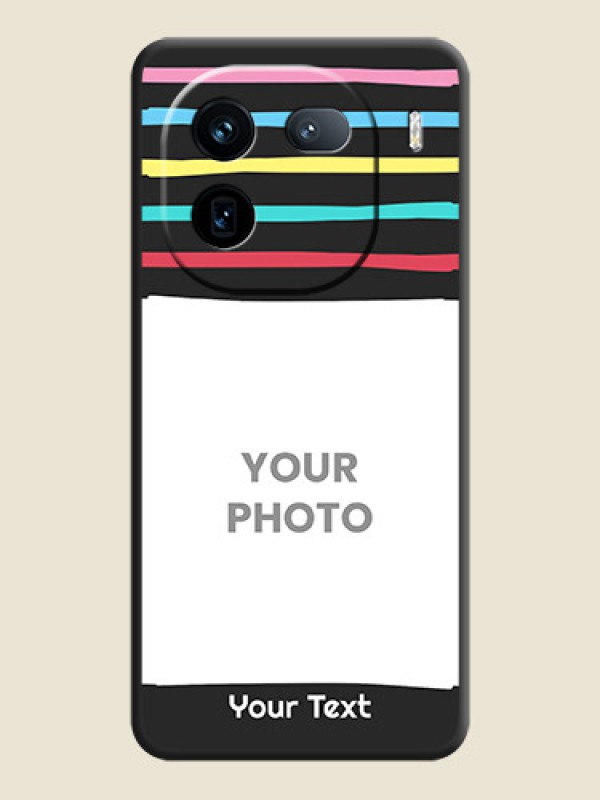 Custom Multicolor Lines with Image On Space Black Custom Soft Matte Mobile Back Cover - iQOO 12 5G - alternate view
