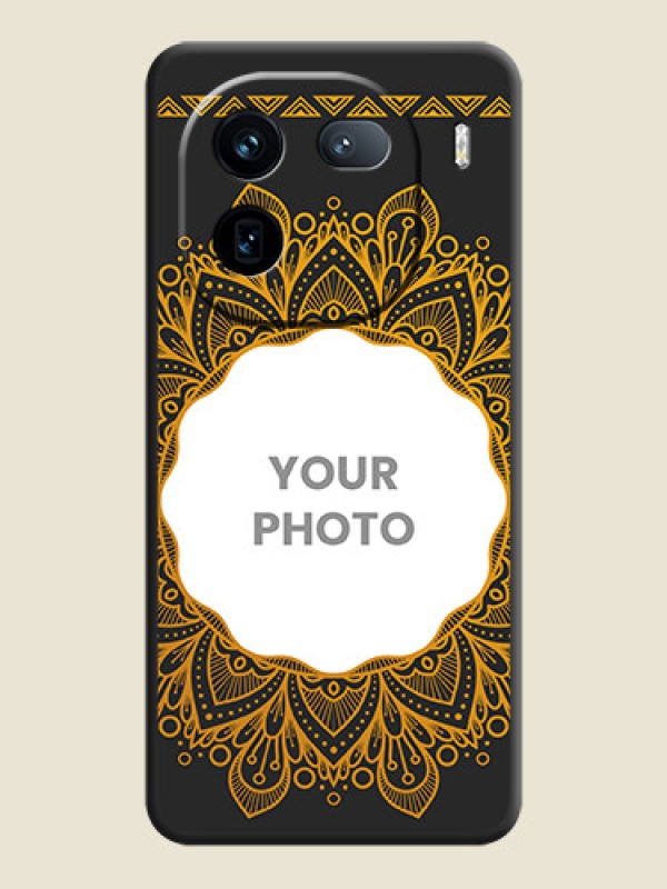 Custom Round Image with Floral Design On Space Black Custom Soft Matte Mobile Back Cover - iQOO 12 5G - alternate view