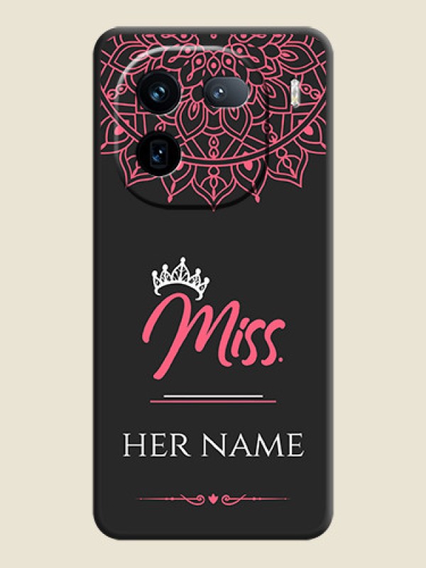 Custom Mrs Name with Floral Design On Space Black Custom Soft Matte Mobile Back Cover - iQOO 12 5G - alternate view
