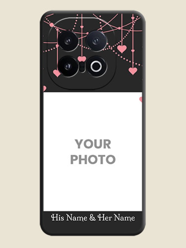 Custom Pink Love Hangings with Text On Space Black Custom Soft Matte Mobile Back Cover - iQOO 13 5G - alternate view