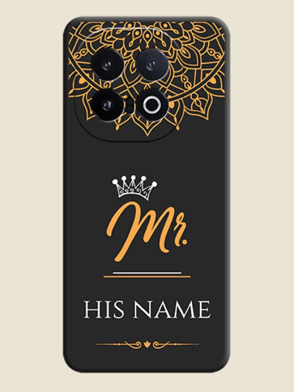 Custom Mr Name with Floral Design On Space Black Custom Soft Matte Mobile Back Cover - iQOO 13 5G - alternate view