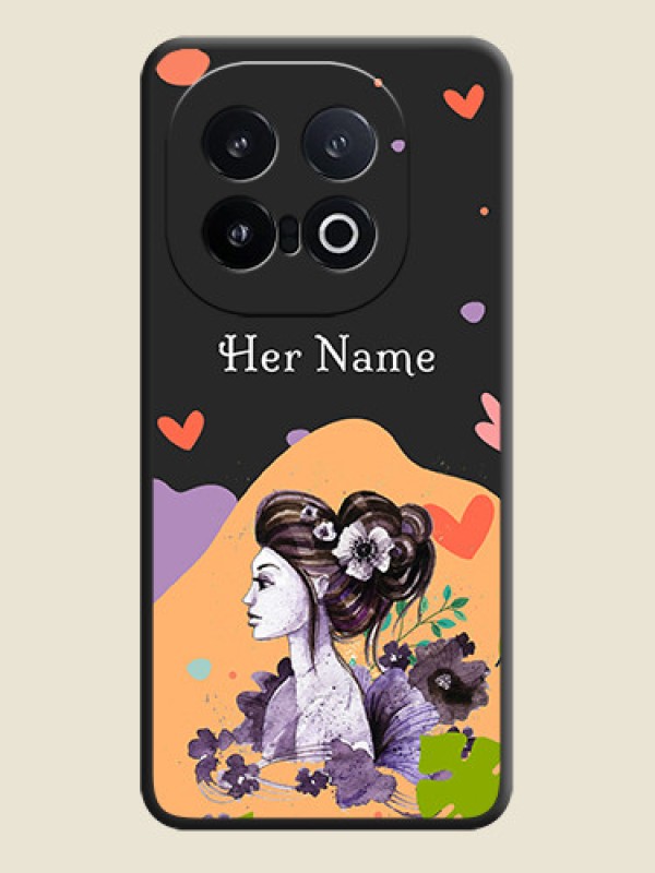 Custom Namecase For Her With Fancy Lady Image On Space Black Custom Soft Matte Mobile Back Cover - iQOO 13 5G - alternate view