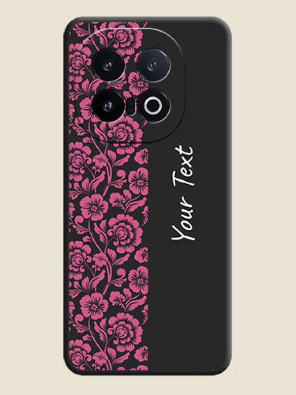 Custom Pink Floral Pattern Design With Custom Text On Space Black Custom Soft Matte Mobile Back Cover - iQOO 13 5G - alternate view