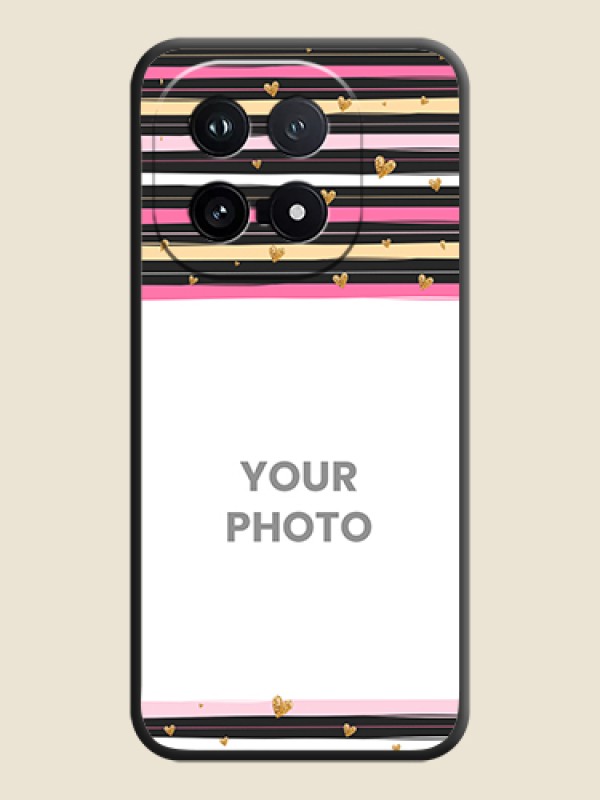 Custom Multicolor Lines and Golden Love Symbols Design on Photo On Space Black Custom Soft Matte Mobile Back Cover - iQOO 15 5G - alternate view