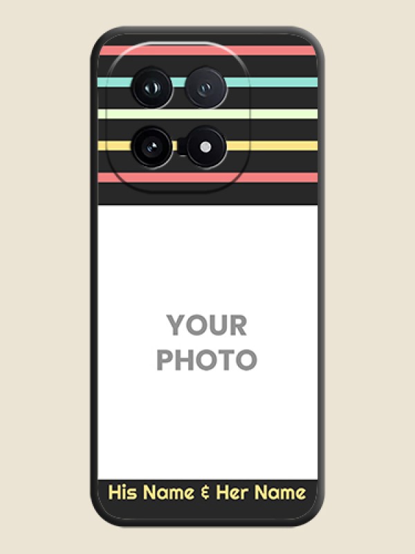 Custom Color Stripes with Photo and Text on Photo On Space Black Custom Soft Matte Mobile Back Cover - iQOO 15 5G - alternate view