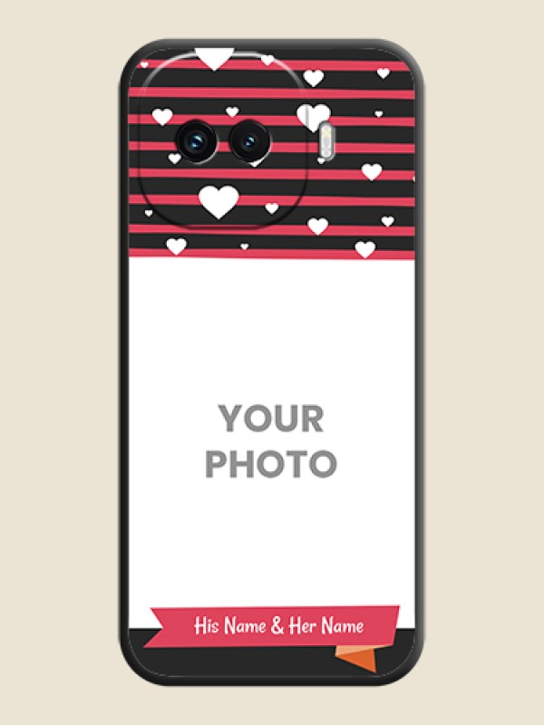 Custom White Color Love Symbols with Pink Lines Pattern On Space Black Custom Soft Matte Mobile Back Cover - iQOO 15R 5G - alternate view
