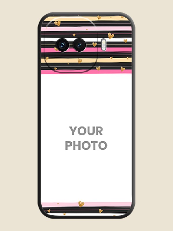 Custom Multicolor Lines and Golden Love Symbols Design on Photo On Space Black Custom Soft Matte Mobile Back Cover - iQOO 15R 5G - alternate view