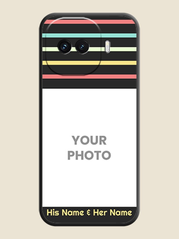 Custom Color Stripes with Photo and Text on Photo On Space Black Custom Soft Matte Mobile Back Cover - iQOO 15R 5G - alternate view