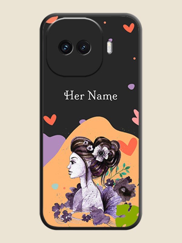 Custom Namecase For Her With Fancy Lady Image On Space Black Custom Soft Matte Mobile Back Cover - iQOO 15R 5G - alternate view
