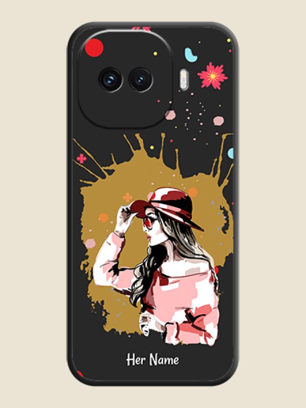 Custom Mordern Lady With Color Splash Background With Custom Text On Space Black Custom Soft Matte Mobile Back Cover - iQOO 15R 5G - alternate view