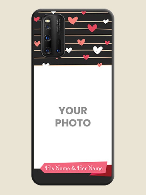 Custom Love Pattern with Name on Pink Ribbon  on Photo on Space Black Soft Matte Back Cover - iQOO 3 5G - alternate view