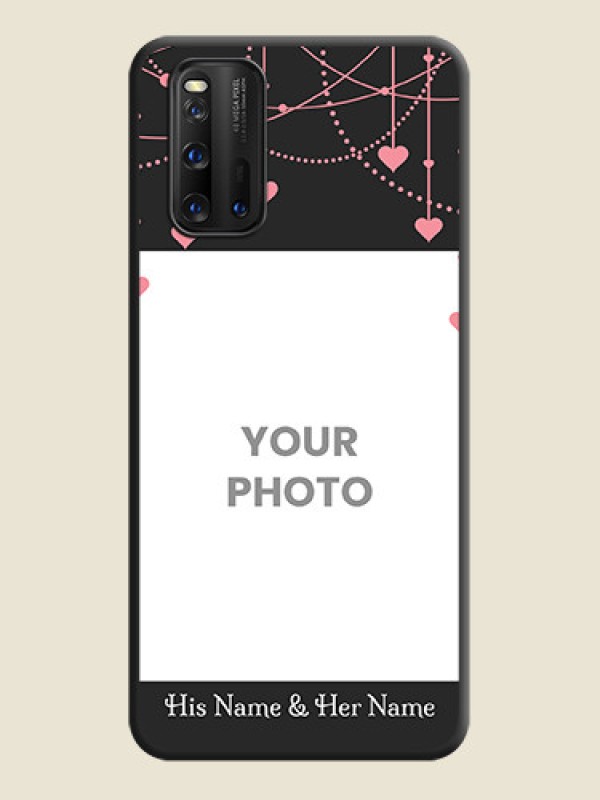 Custom Pink Love Hangings with Text on Space Black Custom Soft Matte Back Cover - iQOO 3 5G - alternate view