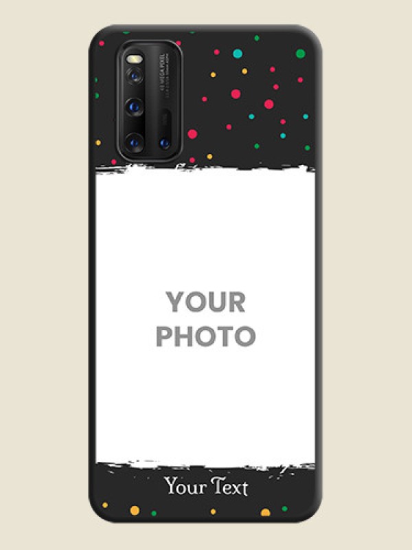Custom Multicolor Dotted Pattern with Text on Space Black Custom Soft Matte Phone Back Cover - iQOO 3 5G - alternate view
