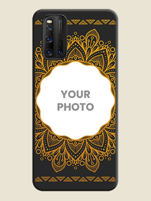 Custom Round Image with Floral Design on Photo on Space Black Soft Matte Mobile Cover - iQOO 3 5G - alternate view