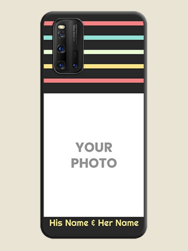 Custom Color Stripes with Photo and Text on Photo on Space Black Soft Matte Mobile Case - iQOO 3 5G - alternate view