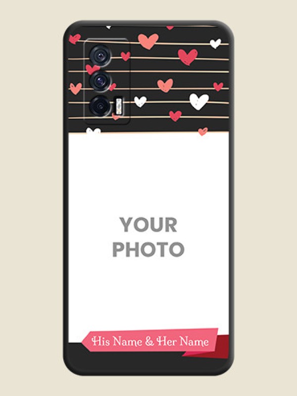 Custom Love Pattern with Name on Pink Ribbon  on Photo on Space Black Soft Matte Back Cover - iQOO 7 - alternate view
