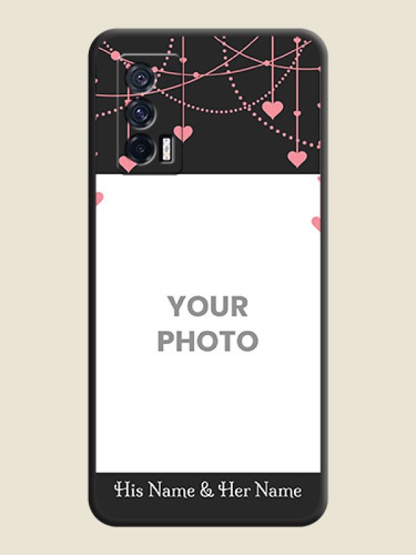 Custom Pink Love Hangings with Text on Space Black Custom Soft Matte Back Cover - iQOO 7 - alternate view