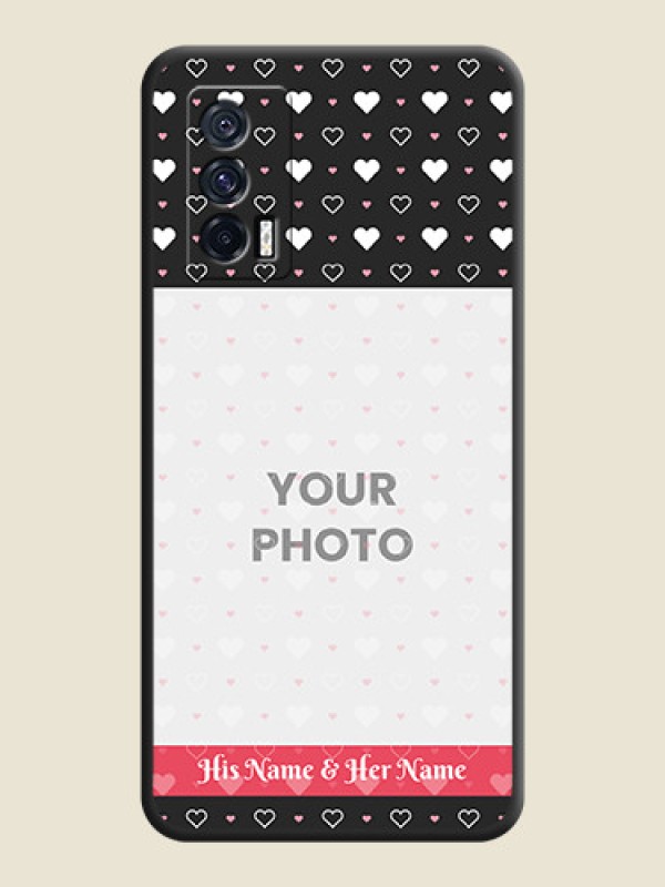 Custom White Color Love Symbols with Text Design on Photo on Space Black Soft Matte Phone Cover - iQOO 7 - alternate view