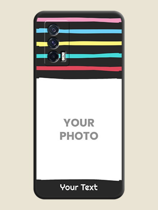 Custom Multicolor Lines with Image on Space Black Personalized Soft Matte Phone Covers - iQOO 7 - alternate view