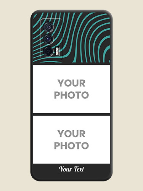 Custom Wave Pattern with 2 Image Holder on Space Black Personalized Soft Matte Phone Covers - iQOO 7 - alternate view