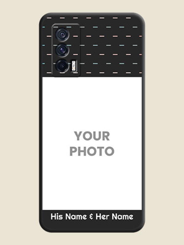 Custom Line Pattern Design with Text on Space Black Custom Soft Matte Phone Back Cover - iQOO 7 - alternate view