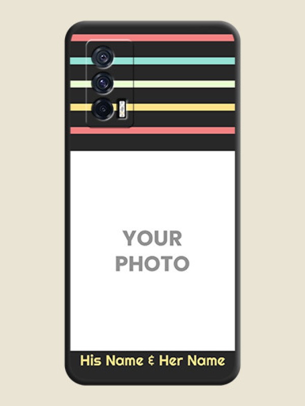 Custom Color Stripes with Photo and Text on Photo on Space Black Soft Matte Mobile Case - iQOO 7 - alternate view