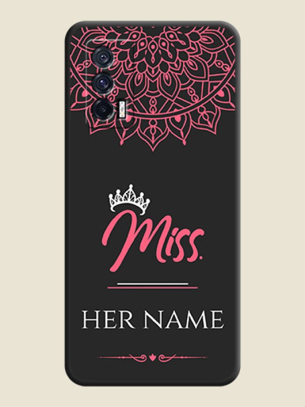 Custom Mrs Name with Floral Design on Space Black Personalized Soft Matte Phone Covers - iQOO 7 - alternate view