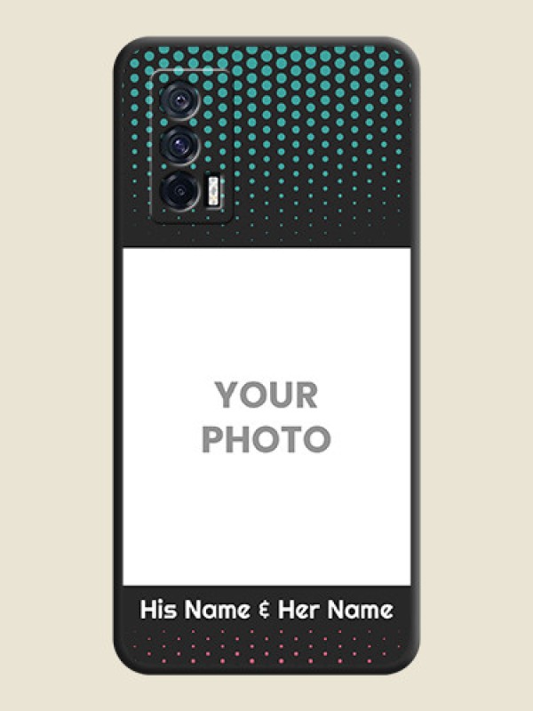 Custom Faded Dots with Grunge Photo Frame and Text on Space Black Custom Soft Matte Phone Cases - iQOO 7 - alternate view