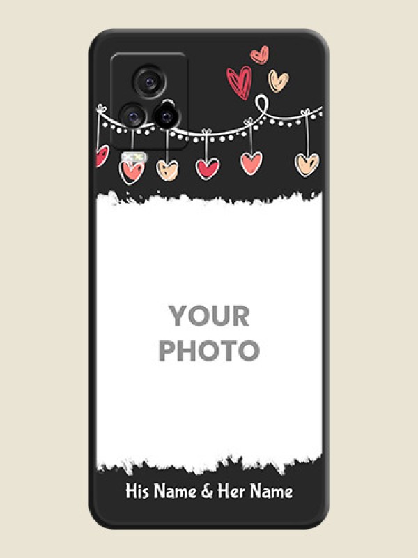 Custom Pink Love Hangings with Name on Space Black Custom Soft Matte Phone Cases - iQOO 7 Legend - alternate view