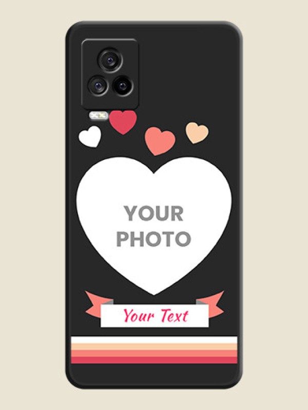Custom Love Shaped Photo with Colorful Stripes on Personalised Space Black Soft Matte Cases - iQOO 7 Legend - alternate view