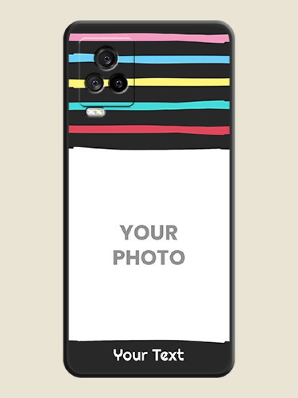 Custom Multicolor Lines with Image on Space Black Personalized Soft Matte Phone Covers - iQOO 7 Legend - alternate view