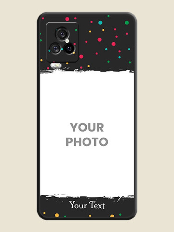 Custom Multicolor Dotted Pattern with Text on Space Black Custom Soft Matte Phone Back Cover - iQOO 7 Legend - alternate view