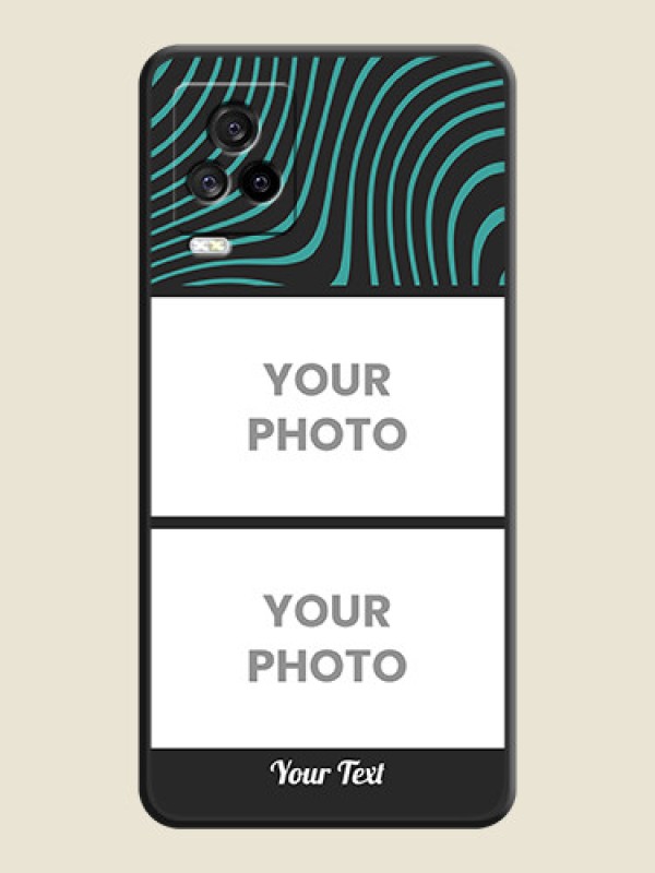 Custom Wave Pattern with 2 Image Holder on Space Black Personalized Soft Matte Phone Covers - iQOO 7 Legend - alternate view